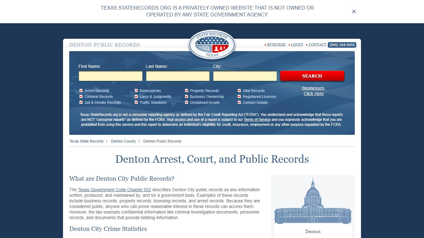 Denton Arrest and Public Records | Texas.StateRecords.org